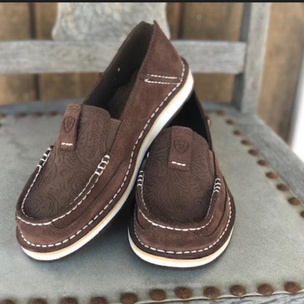 Ariat Brown Loafers with Embossed Design